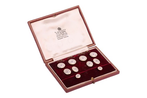 Lot 87 - A gentleman’s dress set with enamel and mother-...