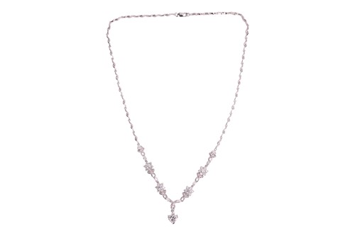 Lot 151 - A diamond-set necklace of floral design, with...