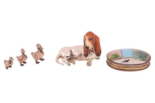 Lot 268 - A silver and enamel oval trinket box by...