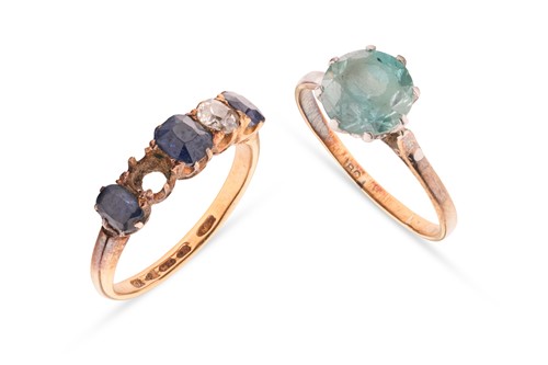 Lot 75 - A sapphire and diamond half-hoop ring in 18ct...