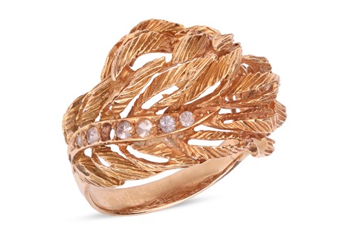 Lot 24 - A white sapphire dress ring, of foliate and...