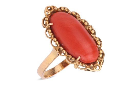 Lot A Corallium Rubrum dress ring, the four...