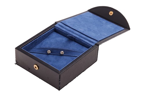 Lot A pair of diamond stud earrings, with a total...