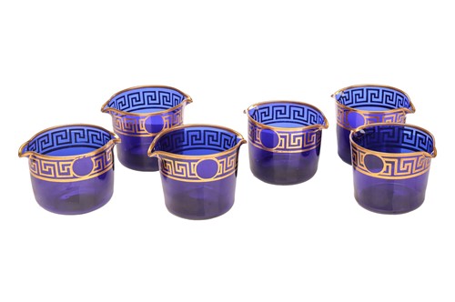 Lot 184 - A group of six Bristol cobalt blue glass wine...