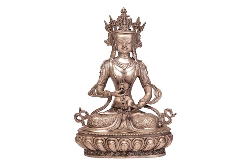 Lot A silver-plated on brass figure of Vajrasattva,...
