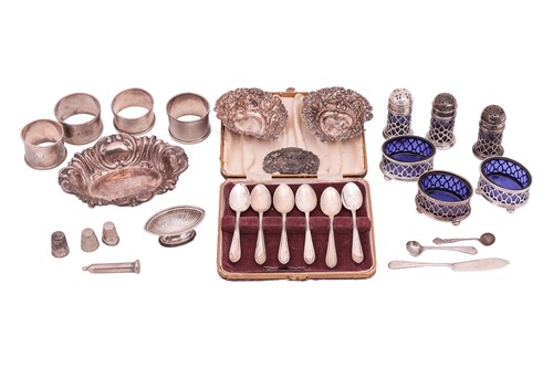 Lot 230 - A collection of silver items comprising, a...