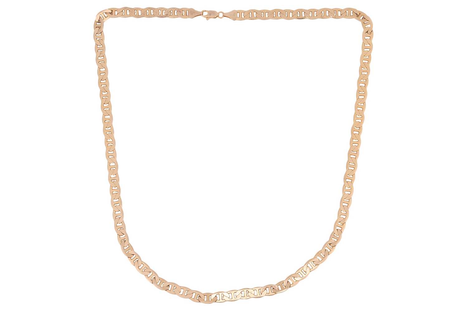 Lot A flat anchor link necklace, completed with a...