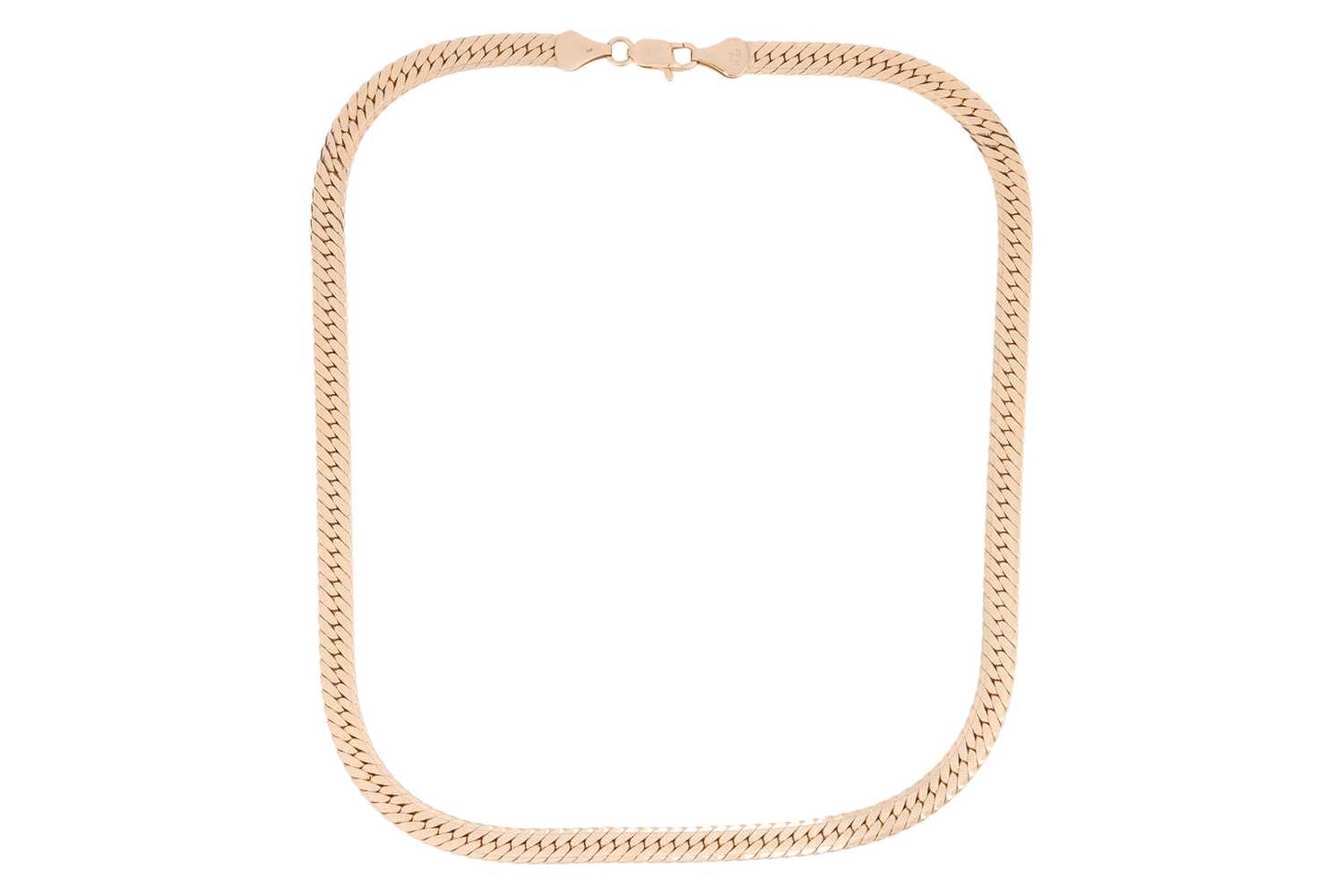 Lot A flat herringbone link necklace, with...
