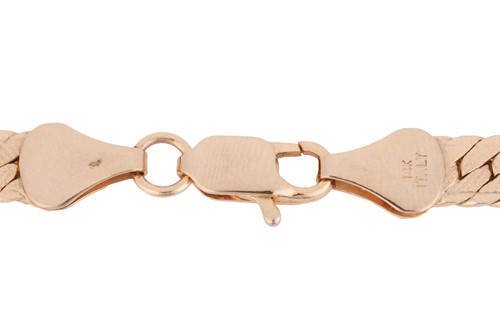 Lot A flat herringbone link necklace, with...