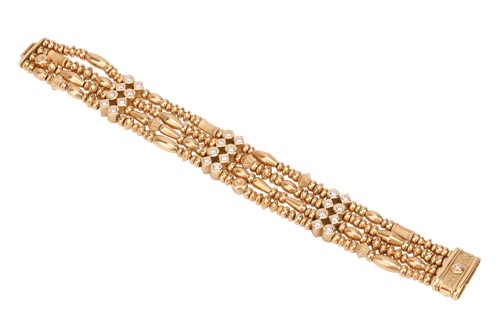 Lot A diamond-set bead bracelet, comprising four...