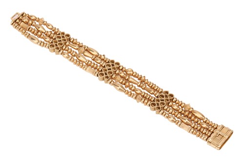 Lot A diamond-set bead bracelet, comprising four...