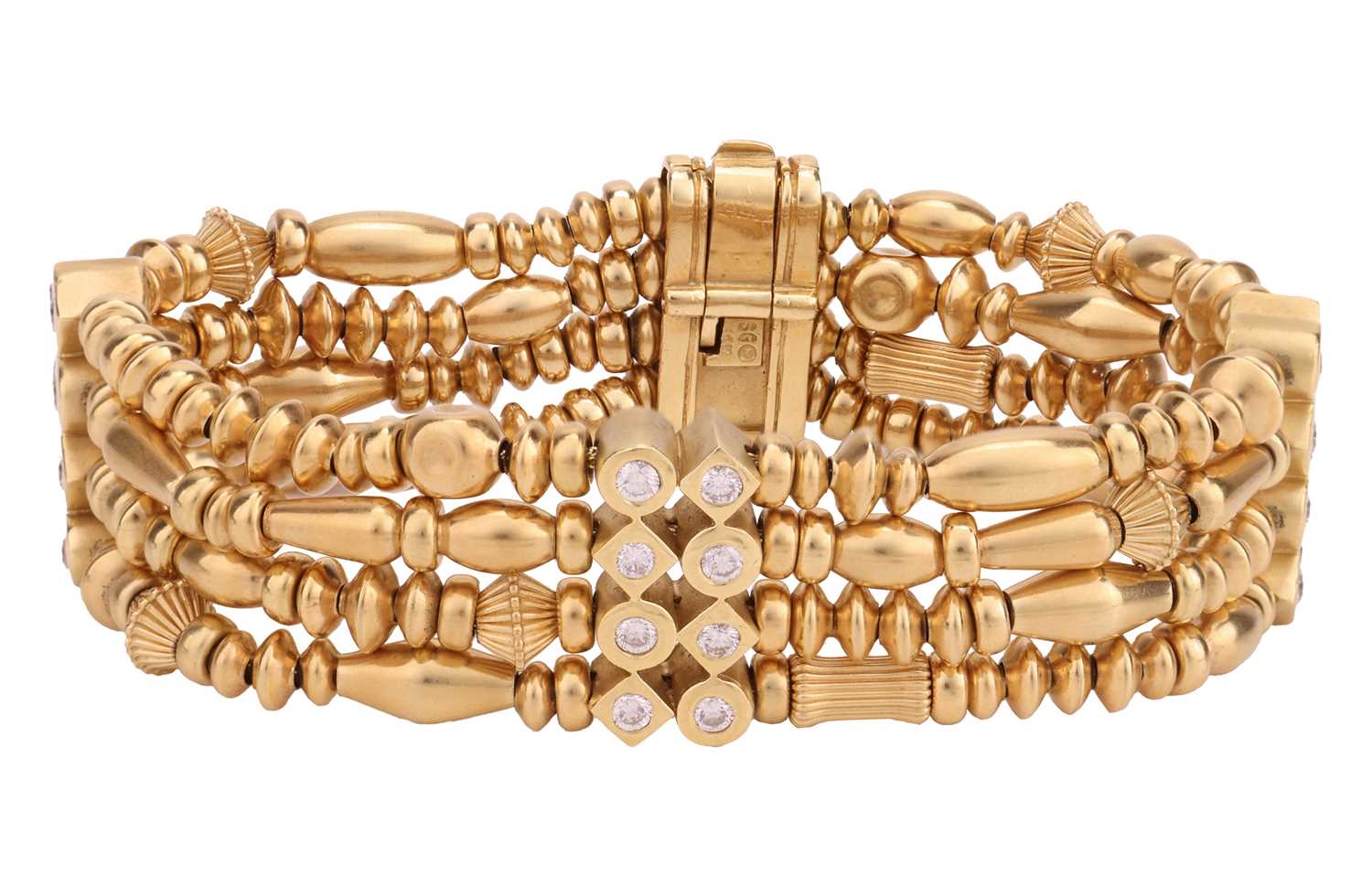 Lot A diamond-set bead bracelet, comprising four...