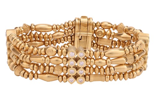 Lot A diamond-set bead bracelet, comprising four...