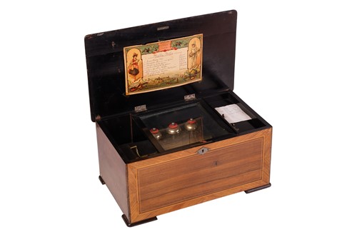 Lot 110 - A Victorian cylinder music box, the rosewood...