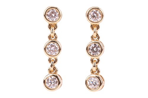 Lot 193 - A pair of diamond-set earrings, each of...
