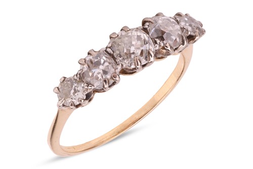 Lot A diamond five-stone ring, claw-set with...