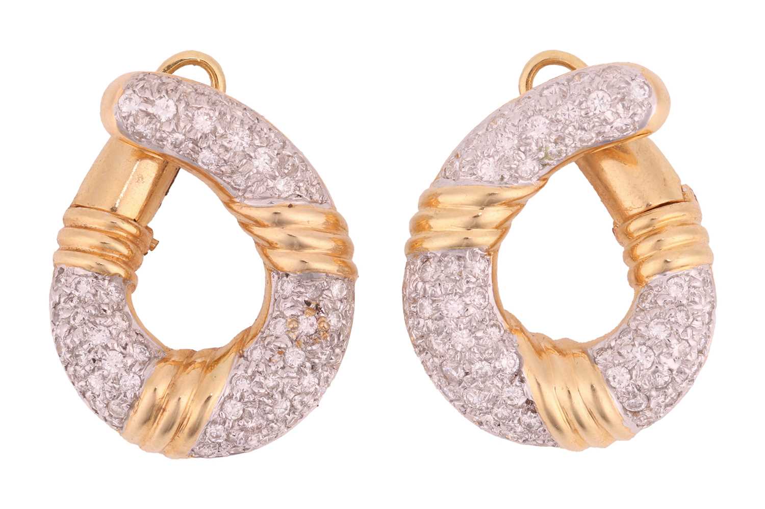 Lot A pair of diamond-set hoop earrings, each...