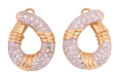 Lot A pair of diamond-set hoop earrings, each...