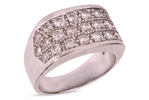 Lot 182 - A diamond set dress ring, featuring three rows...