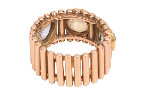 Lot A citrine and aquamarine dress ring, the wide...