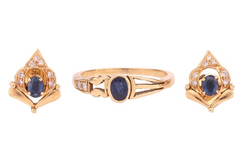 Lot 172 - A sapphire and diamond-set dress ring,...