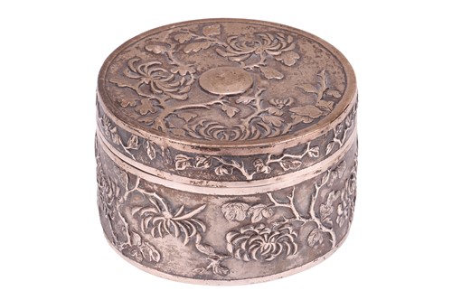 Lot A Chinese export white metal box, by Wang Hing,...