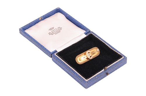 Lot A seed pearl and diamond brooch, of Etruscan...