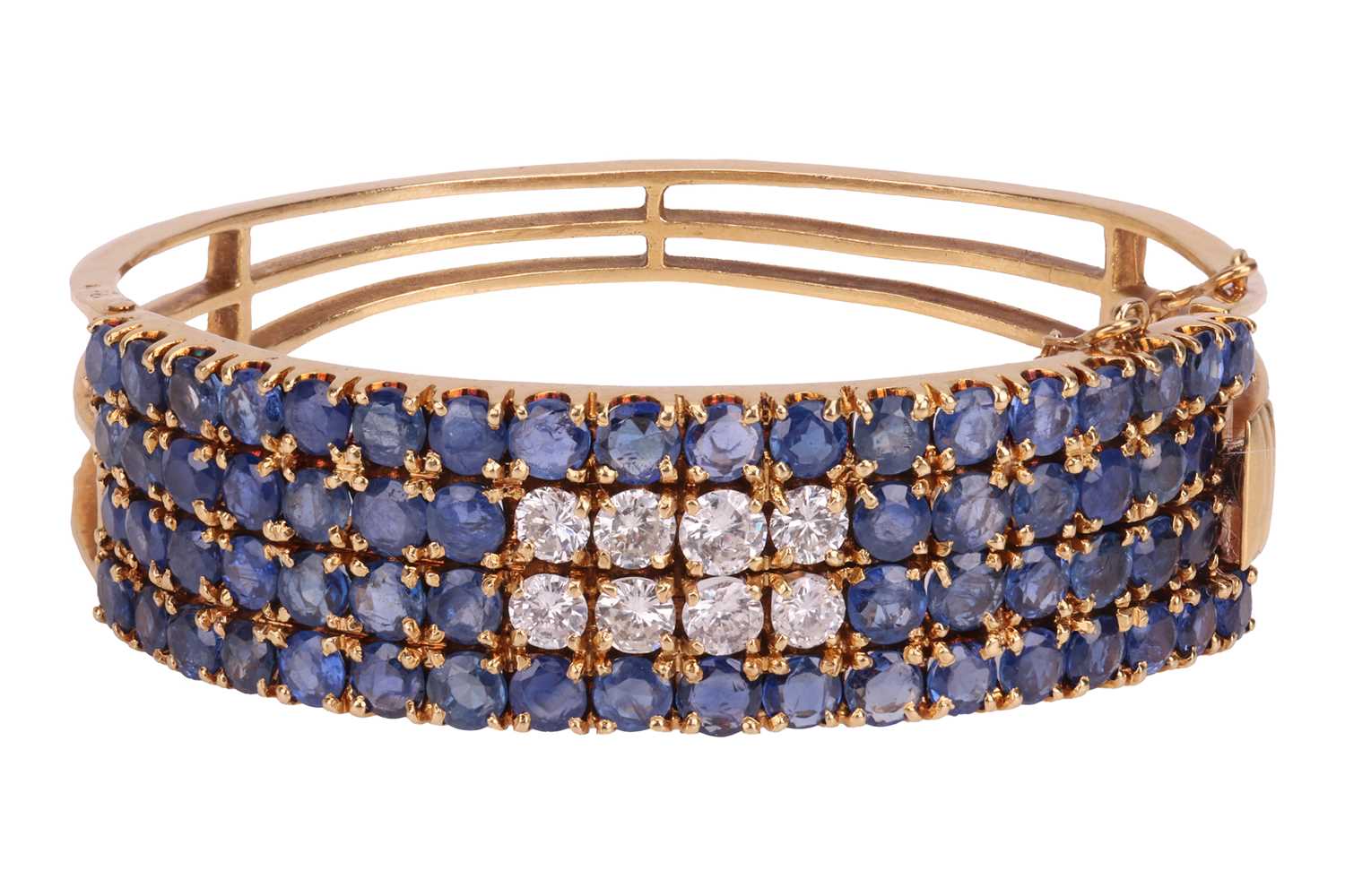 Lot A sapphire and diamond hinged bangle,...
