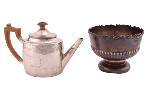 Lot A George III silver teapot and a Victorian...