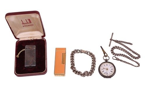 Lot 204 - 2 Dunhill “Rollalite” lighters; A Swiss white...