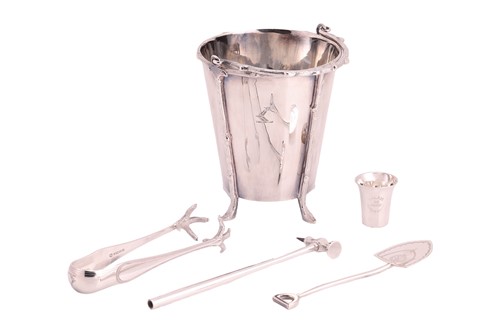 Lot 228 - A silver-plated ice bucket set, the ice bucket...