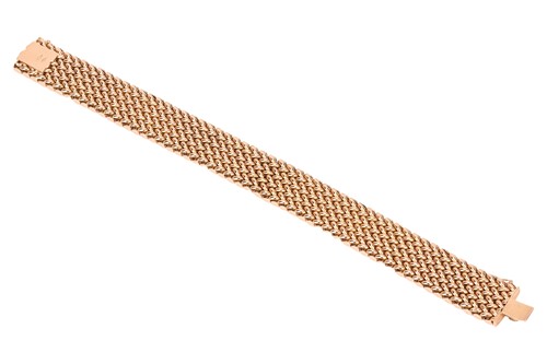 Lot 97 - A mesh bracelet, completed with a concealed...