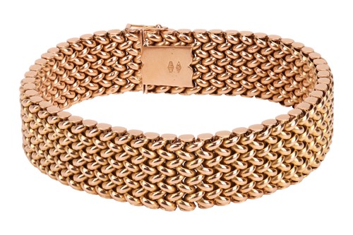 Lot 97 - A mesh bracelet, completed with a concealed...