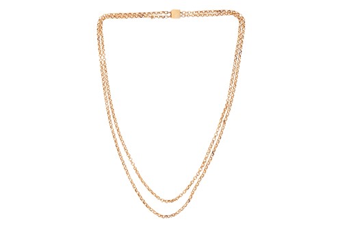 Lot A two-row belcher link necklace, in unmarked...