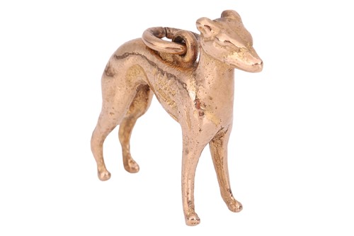 Lot 50 - A greyhound charm in 9ct gold, with suspension...