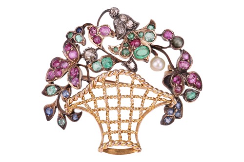 Lot 96 - A multi-gem giardinetti brooch, circa 1950s,...