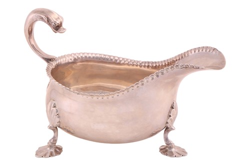 Lot 233 - A large silver ‘Dolphin’ sauce boat, by...
