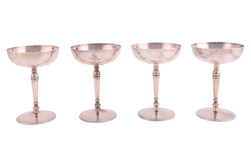 Lot 408 - Four silver champagne coupes, London 1925,...