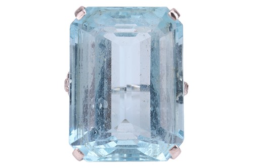 Lot An Art Deco aquamarine and diamond dress ring,...