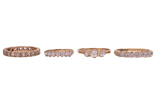 Lot 55 - Four gem-set rings; The first a colourless...