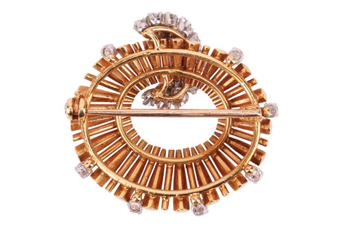 Lot A diamond-set brooch in 18ct gold, in the form...