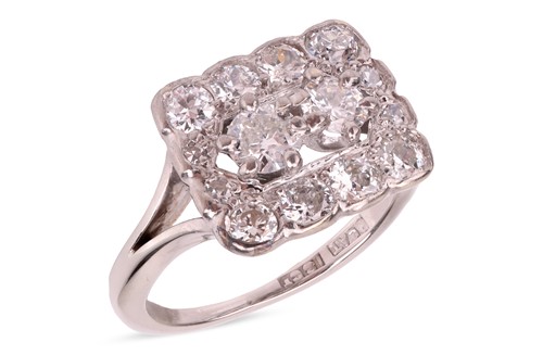 Lot 75 - A diamond cluster ring, composed of two...