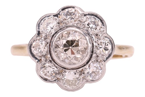 Lot A diamond cluster ring, featuring a central...