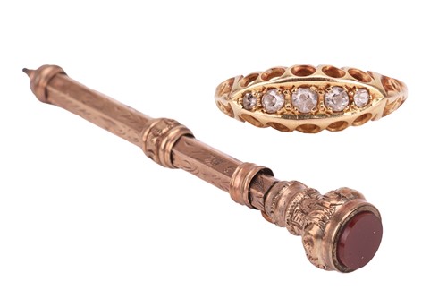 Lot 111 - A diamond five stone ring, featuring five...