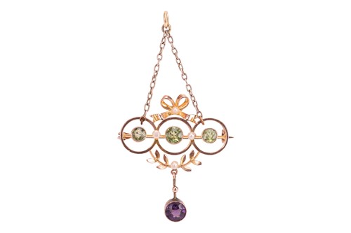 Lot 54 - A Suffragette brooch cum pendant, of three...