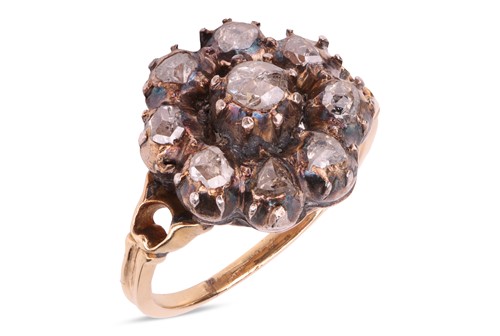 Lot 152 - A rose-cut diamond cluster ring; featuring a...