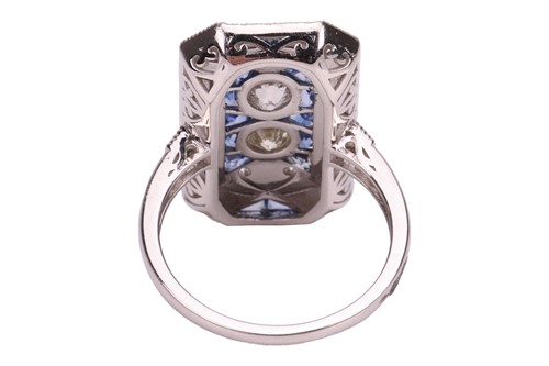 Lot An Art Deco-style gem-set panel ring, the...