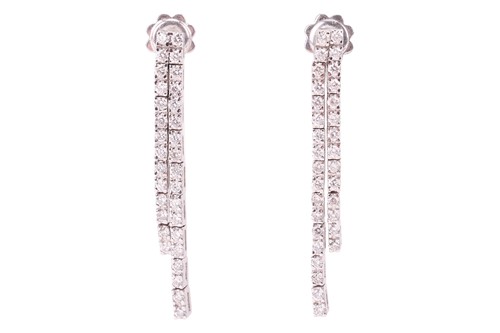 Lot 291 - A pair of diamond-set tassle earrings, each...