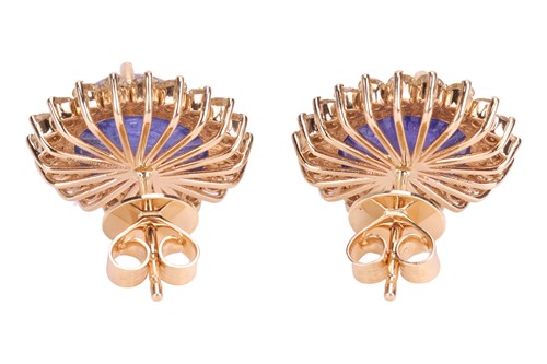 Lot A pair of tanzanite and diamond cluster...