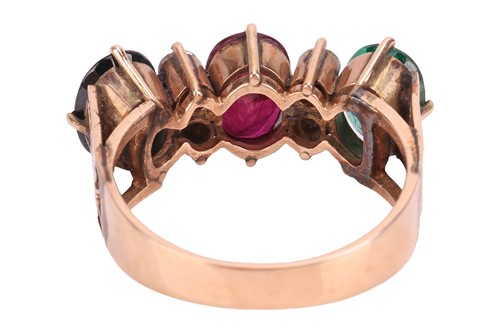 Lot A multi-gem half hoop ring, set with an...
